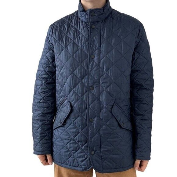 Barbour Mens Navy Blue Quilted Lightweight Rain Jacket Sz M - Picture 1 of 6